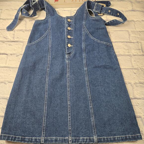 NWOT Cloud Ten Denim Overall Mini Dress Wide Adjustable Straps size Small (2-4) - Picture 5 of 16
